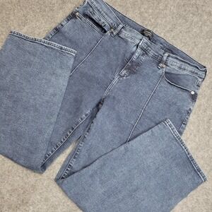 Banana Republic Jeans Womens 18 Blue Denim Flat Front Preppy City Straight Leg